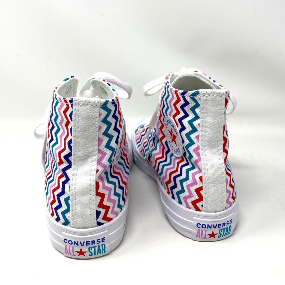 Converse Women's 667192F CTAS HI Top White Mult Zigzag Canvas University Sneaker - Picture 6 of 9